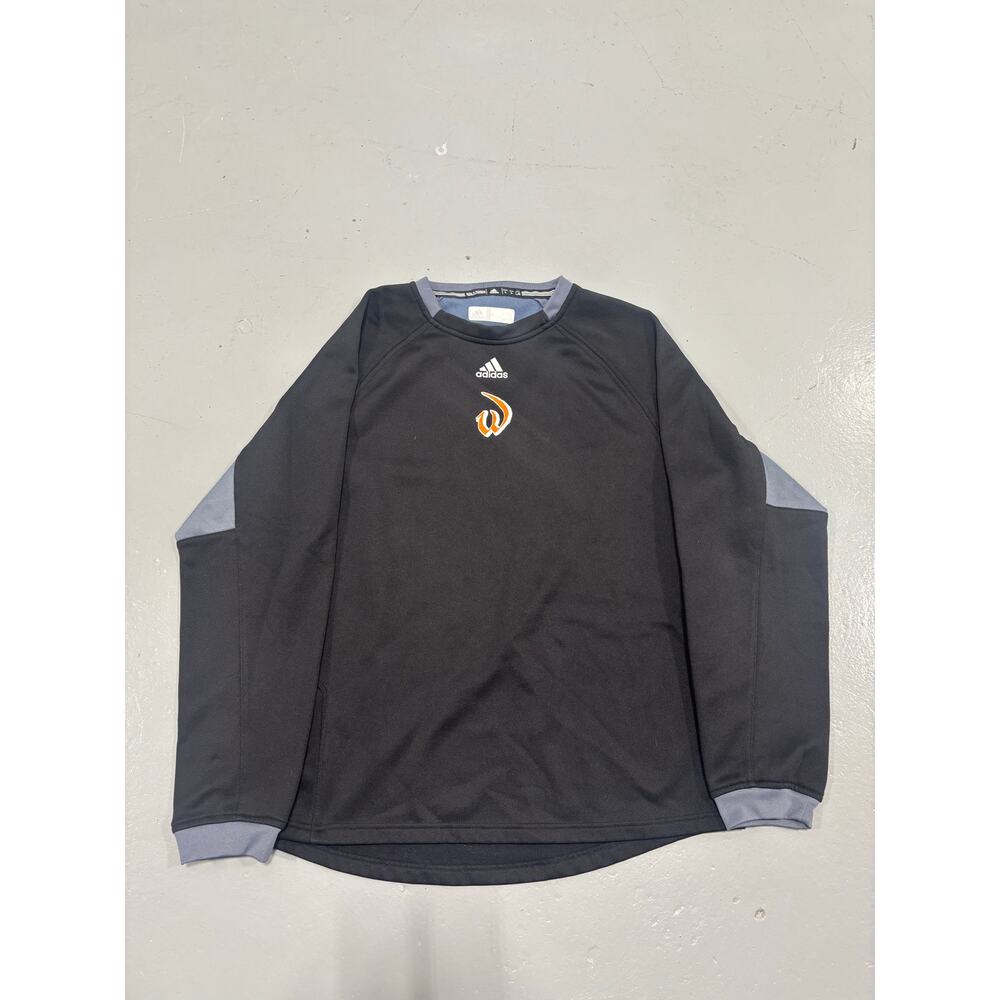 VTG Adidas Center Hit Crewneck Sweatshirt Large Black Y2K Spell Out‎ Pullover